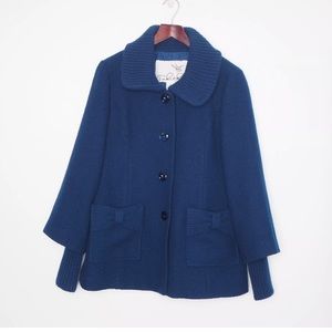 Tabitha women teal blue wool angora woven coat
